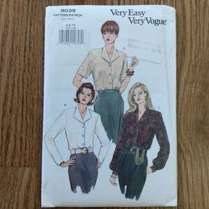 Vintage Vogue Blouse Shirt Sewing Pattern 6-10 UNCUT 9039 90s